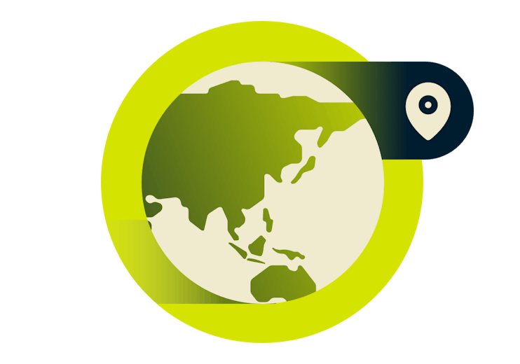 Carte de localisations VPN en Asie.